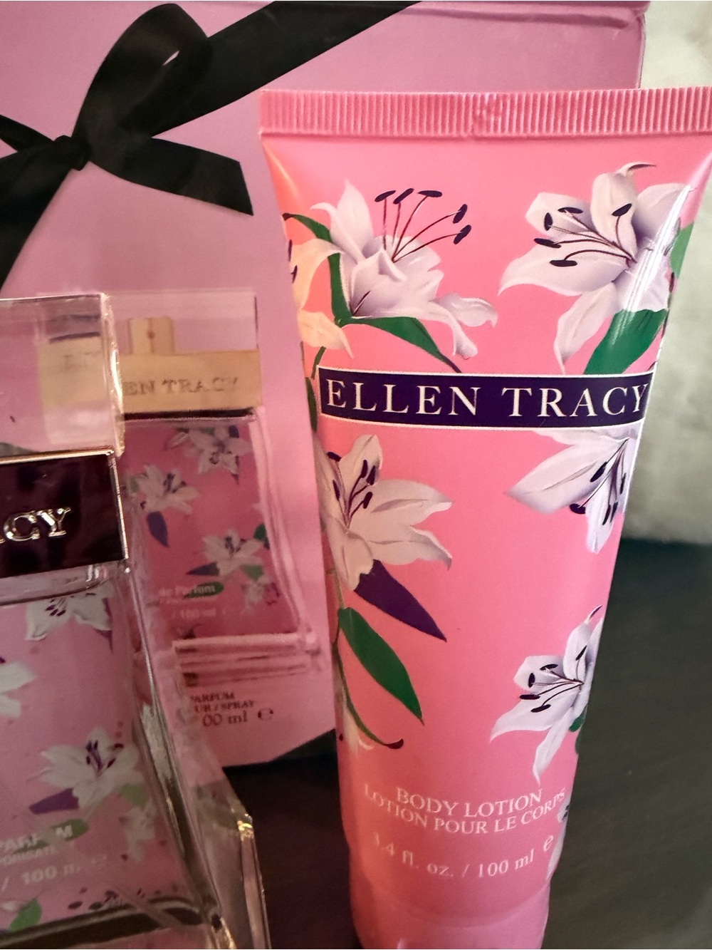 Ellen Tracy Pink Floral Body Lotion Tube